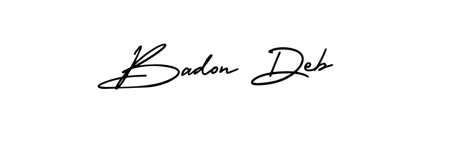How to make Badon Deb signature? AmerikaSignatureDemo-Regular is a professional autograph style. Create handwritten signature for Badon Deb name. Badon Deb signature style 3 images and pictures png