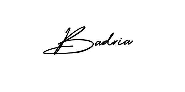 The best way (AmerikaSignatureDemo-Regular) to make a short signature is to pick only two or three words in your name. The name Badria include a total of six letters. For converting this name. Badria signature style 3 images and pictures png