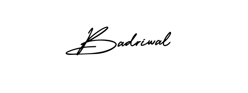 You should practise on your own different ways (AmerikaSignatureDemo-Regular) to write your name (Badriwal) in signature. don't let someone else do it for you. Badriwal signature style 3 images and pictures png