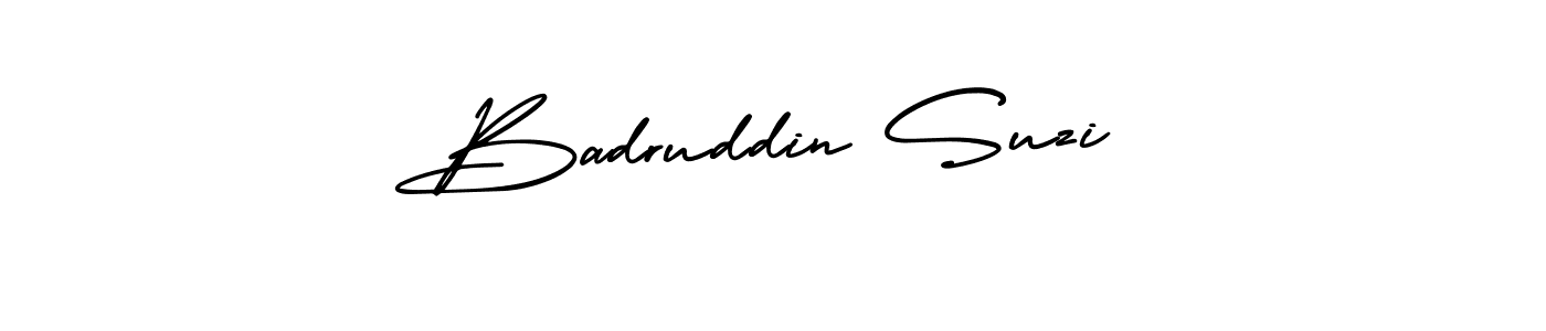 How to make Badruddin Suzi signature? AmerikaSignatureDemo-Regular is a professional autograph style. Create handwritten signature for Badruddin Suzi name. Badruddin Suzi signature style 3 images and pictures png