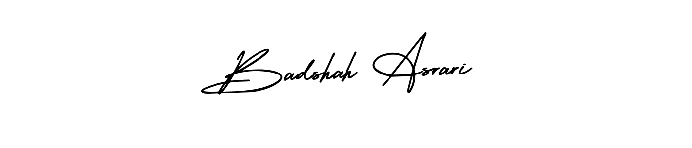 You should practise on your own different ways (AmerikaSignatureDemo-Regular) to write your name (Badshah Asrari) in signature. don't let someone else do it for you. Badshah Asrari signature style 3 images and pictures png