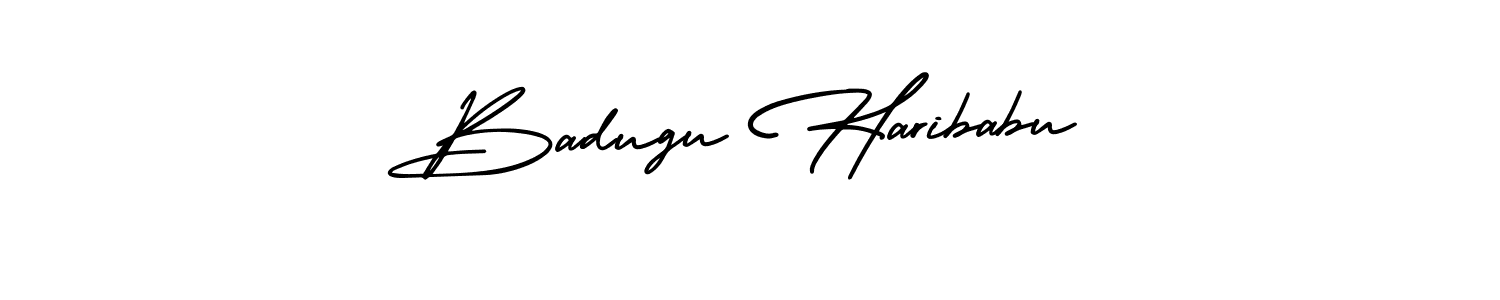 The best way (AmerikaSignatureDemo-Regular) to make a short signature is to pick only two or three words in your name. The name Badugu Haribabu include a total of six letters. For converting this name. Badugu Haribabu signature style 3 images and pictures png