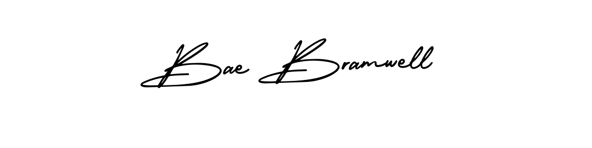 You should practise on your own different ways (AmerikaSignatureDemo-Regular) to write your name (Bae Bramwell) in signature. don't let someone else do it for you. Bae Bramwell signature style 3 images and pictures png