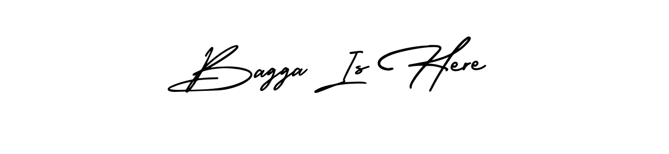 Bagga Is Here stylish signature style. Best Handwritten Sign (AmerikaSignatureDemo-Regular) for my name. Handwritten Signature Collection Ideas for my name Bagga Is Here. Bagga Is Here signature style 3 images and pictures png
