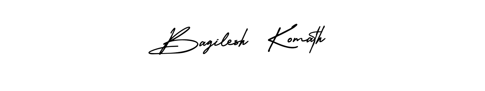The best way (AmerikaSignatureDemo-Regular) to make a short signature is to pick only two or three words in your name. The name Bagilesh  Komath include a total of six letters. For converting this name. Bagilesh  Komath signature style 3 images and pictures png