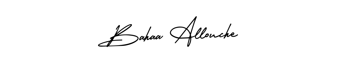 The best way (AmerikaSignatureDemo-Regular) to make a short signature is to pick only two or three words in your name. The name Bahaa Allouche include a total of six letters. For converting this name. Bahaa Allouche signature style 3 images and pictures png