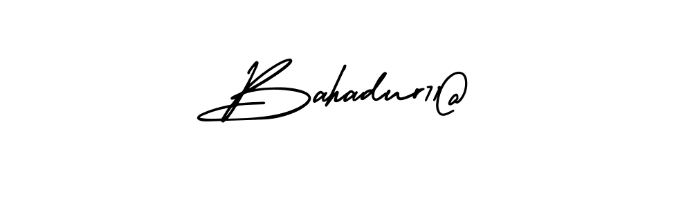 The best way (AmerikaSignatureDemo-Regular) to make a short signature is to pick only two or three words in your name. The name Bahadur71@ include a total of six letters. For converting this name. Bahadur71@ signature style 3 images and pictures png