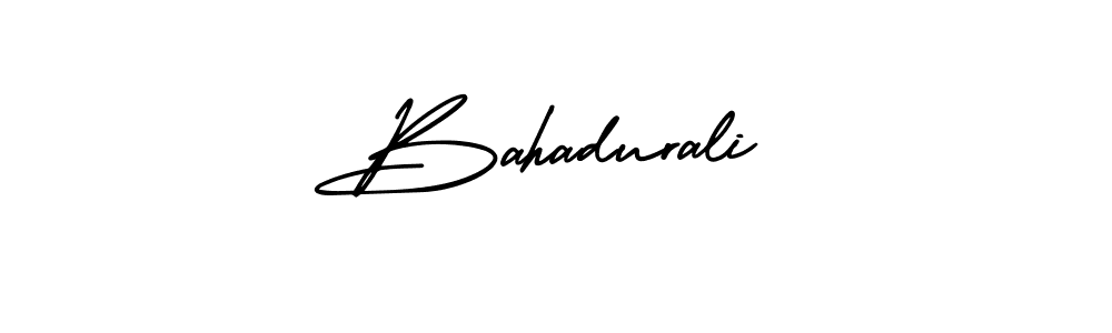 The best way (AmerikaSignatureDemo-Regular) to make a short signature is to pick only two or three words in your name. The name Bahadurali include a total of six letters. For converting this name. Bahadurali signature style 3 images and pictures png