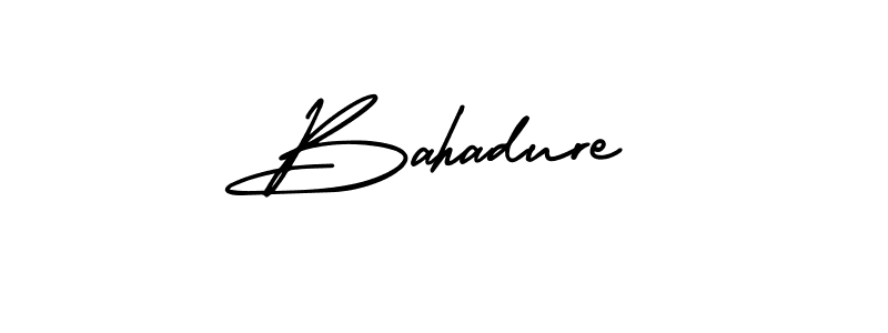 You should practise on your own different ways (AmerikaSignatureDemo-Regular) to write your name (Bahadure) in signature. don't let someone else do it for you. Bahadure signature style 3 images and pictures png