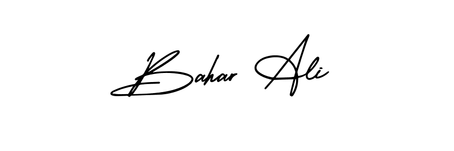 The best way (AmerikaSignatureDemo-Regular) to make a short signature is to pick only two or three words in your name. The name Bahar Ali include a total of six letters. For converting this name. Bahar Ali signature style 3 images and pictures png