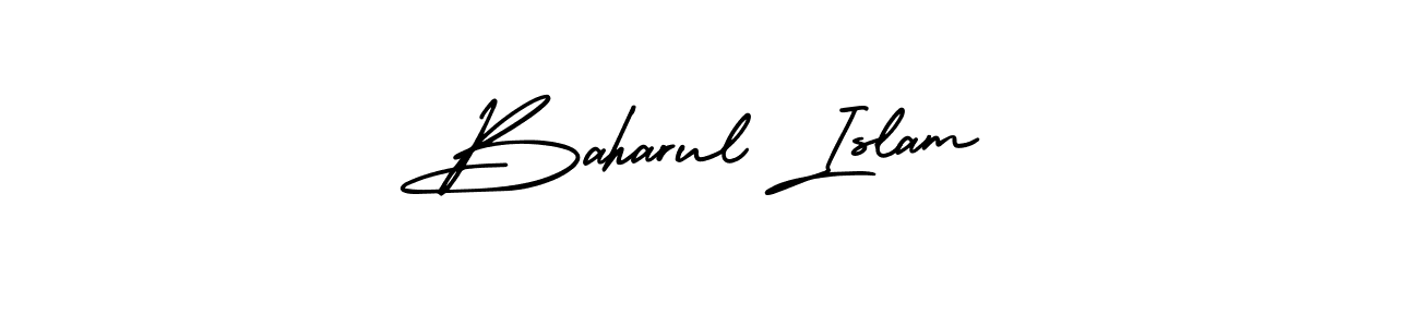 The best way (AmerikaSignatureDemo-Regular) to make a short signature is to pick only two or three words in your name. The name Baharul Islam include a total of six letters. For converting this name. Baharul Islam signature style 3 images and pictures png