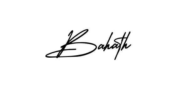 You should practise on your own different ways (AmerikaSignatureDemo-Regular) to write your name (Bahath) in signature. don't let someone else do it for you. Bahath signature style 3 images and pictures png