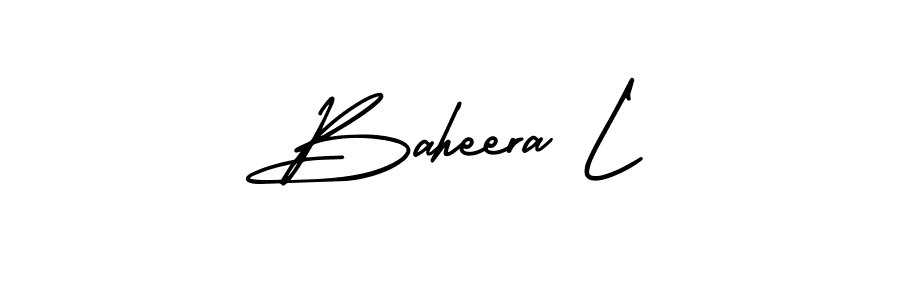 Baheera L stylish signature style. Best Handwritten Sign (AmerikaSignatureDemo-Regular) for my name. Handwritten Signature Collection Ideas for my name Baheera L. Baheera L signature style 3 images and pictures png