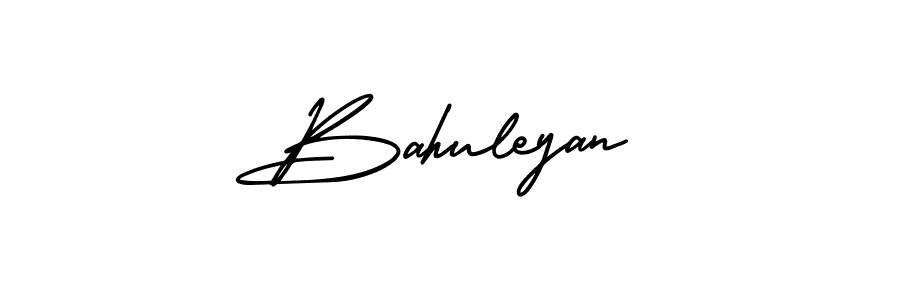 You should practise on your own different ways (AmerikaSignatureDemo-Regular) to write your name (Bahuleyan) in signature. don't let someone else do it for you. Bahuleyan signature style 3 images and pictures png