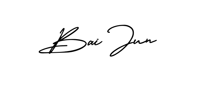 The best way (AmerikaSignatureDemo-Regular) to make a short signature is to pick only two or three words in your name. The name Bai Jun include a total of six letters. For converting this name. Bai Jun signature style 3 images and pictures png