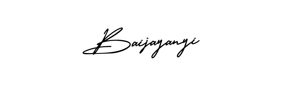 The best way (AmerikaSignatureDemo-Regular) to make a short signature is to pick only two or three words in your name. The name Baijayanyi include a total of six letters. For converting this name. Baijayanyi signature style 3 images and pictures png