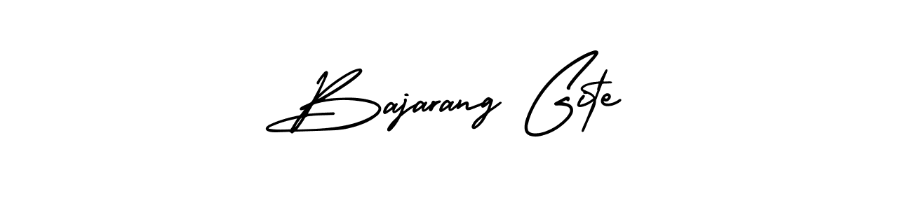 You should practise on your own different ways (AmerikaSignatureDemo-Regular) to write your name (Bajarang Gite) in signature. don't let someone else do it for you. Bajarang Gite signature style 3 images and pictures png