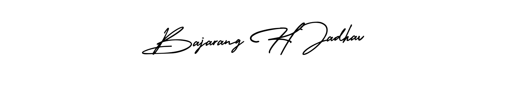 This is the best signature style for the Bajarang H Jadhav name. Also you like these signature font (AmerikaSignatureDemo-Regular). Mix name signature. Bajarang H Jadhav signature style 3 images and pictures png