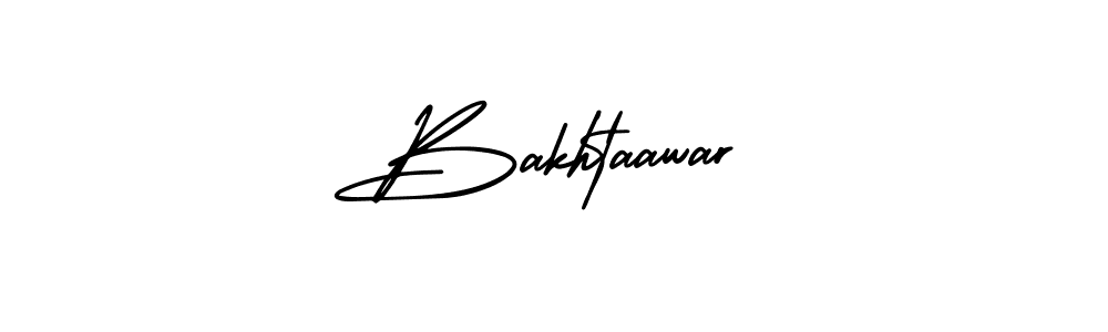 You should practise on your own different ways (AmerikaSignatureDemo-Regular) to write your name (Bakhtaawar) in signature. don't let someone else do it for you. Bakhtaawar signature style 3 images and pictures png