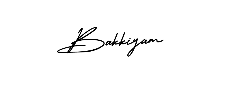 You should practise on your own different ways (AmerikaSignatureDemo-Regular) to write your name (Bakkiyam) in signature. don't let someone else do it for you. Bakkiyam signature style 3 images and pictures png