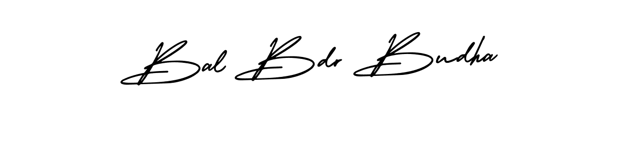 You should practise on your own different ways (AmerikaSignatureDemo-Regular) to write your name (Bal Bdr Budha) in signature. don't let someone else do it for you. Bal Bdr Budha signature style 3 images and pictures png