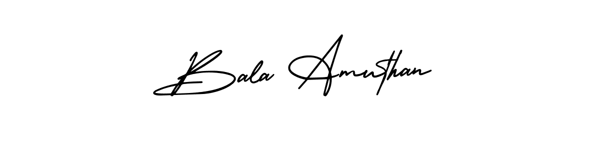 You should practise on your own different ways (AmerikaSignatureDemo-Regular) to write your name (Bala Amuthan) in signature. don't let someone else do it for you. Bala Amuthan signature style 3 images and pictures png