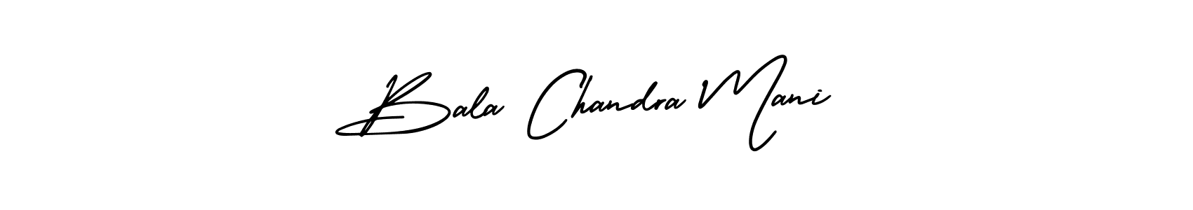 You should practise on your own different ways (AmerikaSignatureDemo-Regular) to write your name (Bala Chandra Mani) in signature. don't let someone else do it for you. Bala Chandra Mani signature style 3 images and pictures png