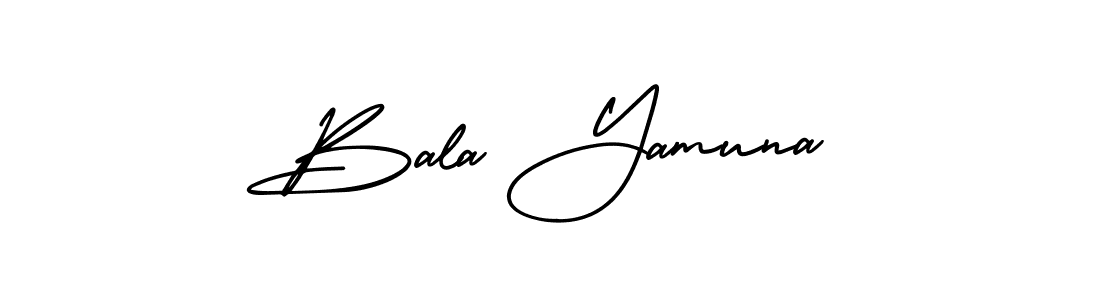 You should practise on your own different ways (AmerikaSignatureDemo-Regular) to write your name (Bala Yamuna) in signature. don't let someone else do it for you. Bala Yamuna signature style 3 images and pictures png