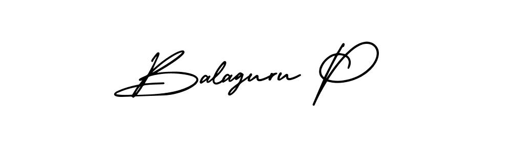 How to make Balaguru P name signature. Use AmerikaSignatureDemo-Regular style for creating short signs online. This is the latest handwritten sign. Balaguru P signature style 3 images and pictures png