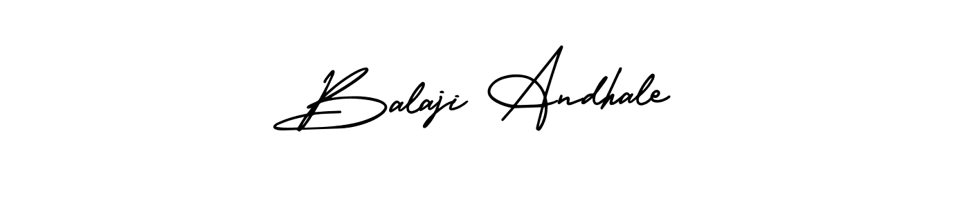 The best way (AmerikaSignatureDemo-Regular) to make a short signature is to pick only two or three words in your name. The name Balaji Andhale include a total of six letters. For converting this name. Balaji Andhale signature style 3 images and pictures png