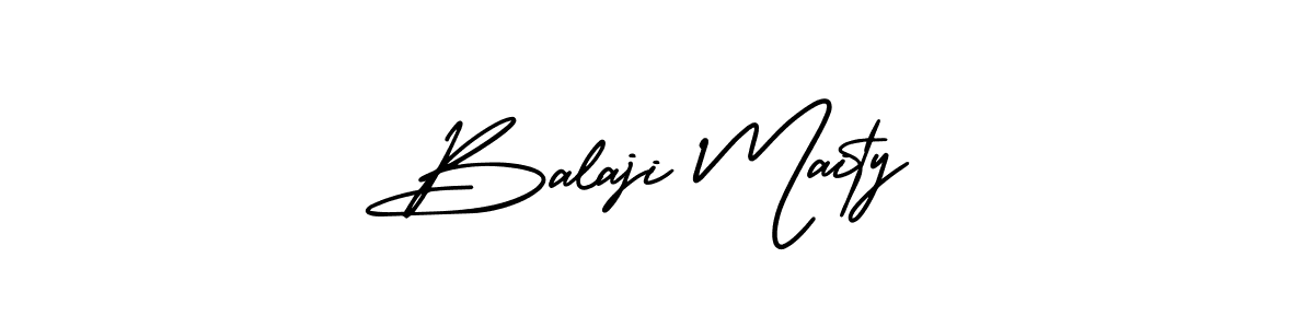 The best way (AmerikaSignatureDemo-Regular) to make a short signature is to pick only two or three words in your name. The name Balaji Maity include a total of six letters. For converting this name. Balaji Maity signature style 3 images and pictures png