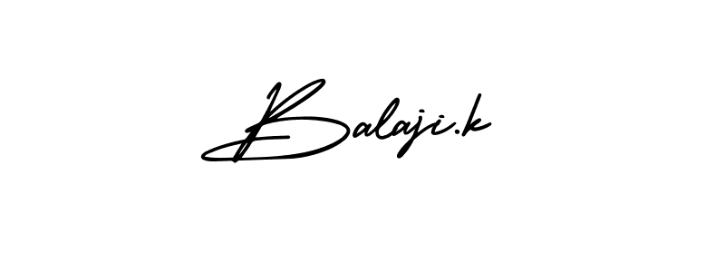 You should practise on your own different ways (AmerikaSignatureDemo-Regular) to write your name (Balaji.k) in signature. don't let someone else do it for you. Balaji.k signature style 3 images and pictures png