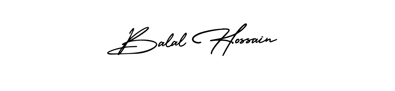 You should practise on your own different ways (AmerikaSignatureDemo-Regular) to write your name (Balal Hossain) in signature. don't let someone else do it for you. Balal Hossain signature style 3 images and pictures png