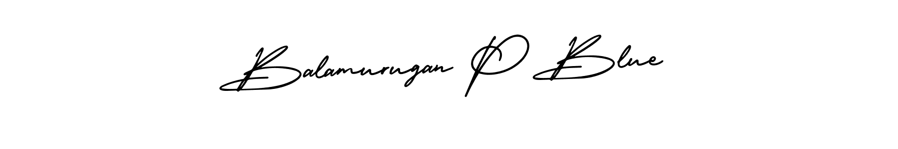 You should practise on your own different ways (AmerikaSignatureDemo-Regular) to write your name (Balamurugan P Blue) in signature. don't let someone else do it for you. Balamurugan P Blue signature style 3 images and pictures png