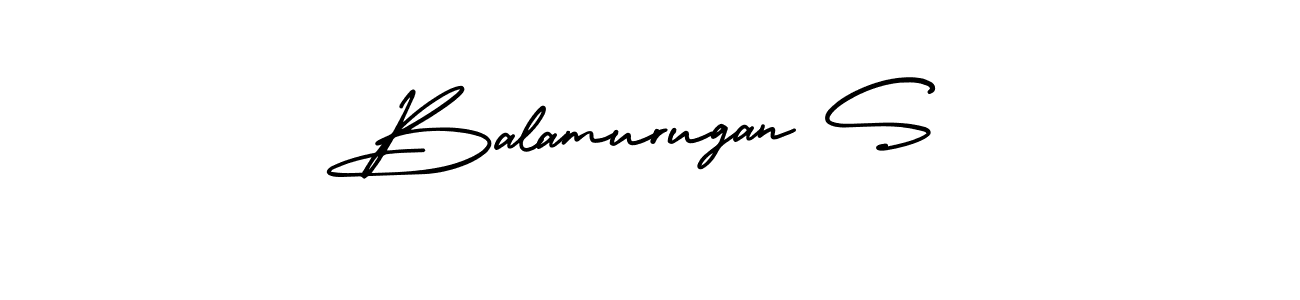 You should practise on your own different ways (AmerikaSignatureDemo-Regular) to write your name (Balamurugan S) in signature. don't let someone else do it for you. Balamurugan S signature style 3 images and pictures png