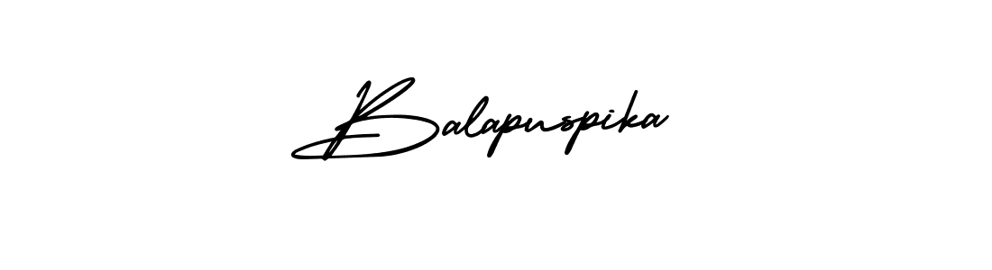 You should practise on your own different ways (AmerikaSignatureDemo-Regular) to write your name (Balapuspika) in signature. don't let someone else do it for you. Balapuspika signature style 3 images and pictures png