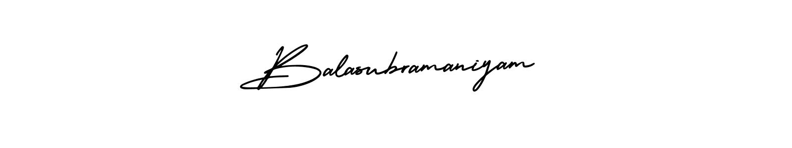 You should practise on your own different ways (AmerikaSignatureDemo-Regular) to write your name (Balasubramaniyam) in signature. don't let someone else do it for you. Balasubramaniyam signature style 3 images and pictures png