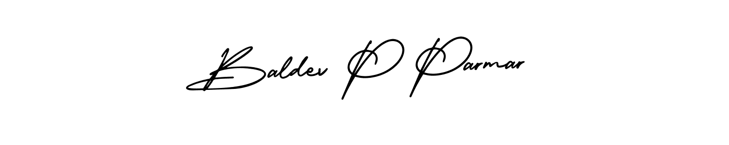 The best way (AmerikaSignatureDemo-Regular) to make a short signature is to pick only two or three words in your name. The name Baldev P Parmar include a total of six letters. For converting this name. Baldev P Parmar signature style 3 images and pictures png