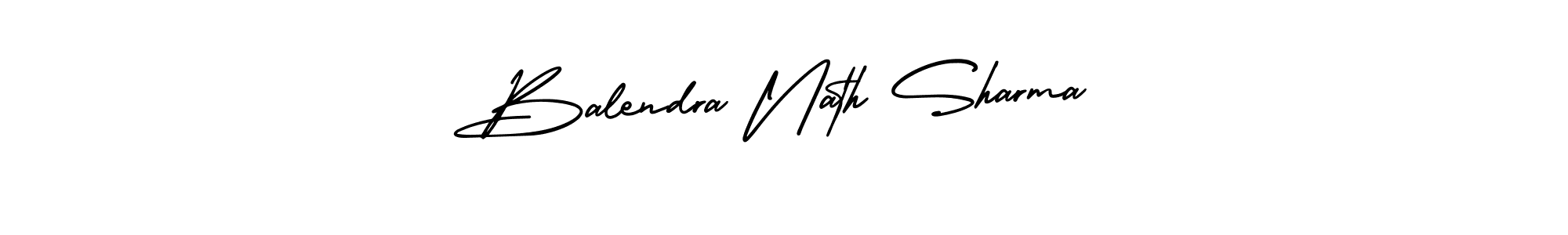 The best way (AmerikaSignatureDemo-Regular) to make a short signature is to pick only two or three words in your name. The name Balendra Nath Sharma include a total of six letters. For converting this name. Balendra Nath Sharma signature style 3 images and pictures png