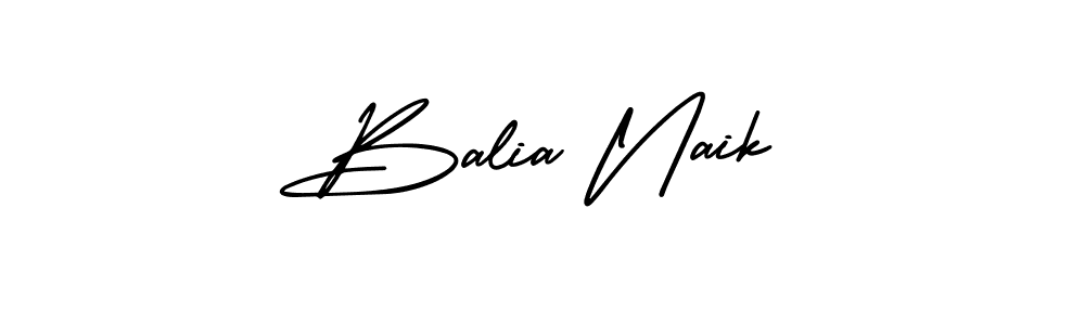 You should practise on your own different ways (AmerikaSignatureDemo-Regular) to write your name (Balia Naik) in signature. don't let someone else do it for you. Balia Naik signature style 3 images and pictures png