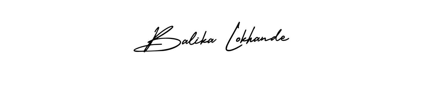 The best way (AmerikaSignatureDemo-Regular) to make a short signature is to pick only two or three words in your name. The name Balika Lokhande include a total of six letters. For converting this name. Balika Lokhande signature style 3 images and pictures png