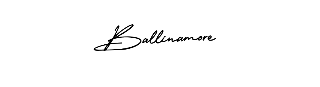 You should practise on your own different ways (AmerikaSignatureDemo-Regular) to write your name (Ballinamore) in signature. don't let someone else do it for you. Ballinamore signature style 3 images and pictures png