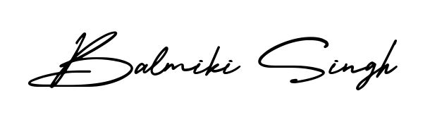 The AmerikaSignatureDemo-Regular typeface gives name Balmiki Singh a refined look. Suitable for certificates, diplomas, and official verification. Balmiki Singh signature style 3 images and pictures png