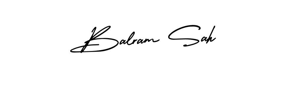 You should practise on your own different ways (AmerikaSignatureDemo-Regular) to write your name (Balram Sah) in signature. don't let someone else do it for you. Balram Sah signature style 3 images and pictures png