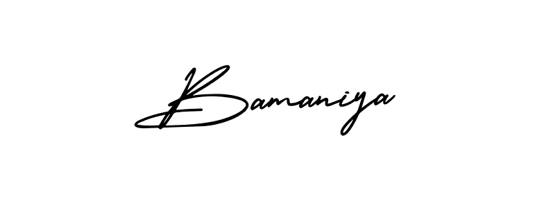 Make a beautiful signature design for name Bamaniya. With this signature (AmerikaSignatureDemo-Regular) style, you can create a handwritten signature for free. Bamaniya signature style 3 images and pictures png