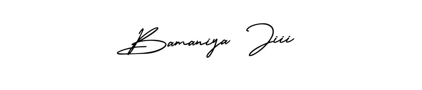 AmerikaSignatureDemo-Regular is a professional signature style that is perfect for those who want to add a touch of class to their signature. It is also a great choice for those who want to make their signature more unique. Get Bamaniya  Jiii name to fancy signature for free. Bamaniya  Jiii signature style 3 images and pictures png