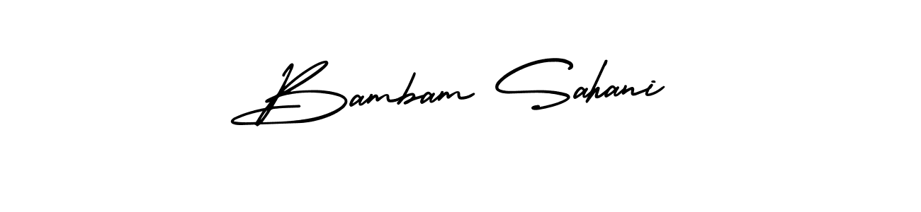 It looks lik you need a new signature style for name Bambam Sahani. Design unique handwritten (AmerikaSignatureDemo-Regular) signature with our free signature maker in just a few clicks. Bambam Sahani signature style 3 images and pictures png
