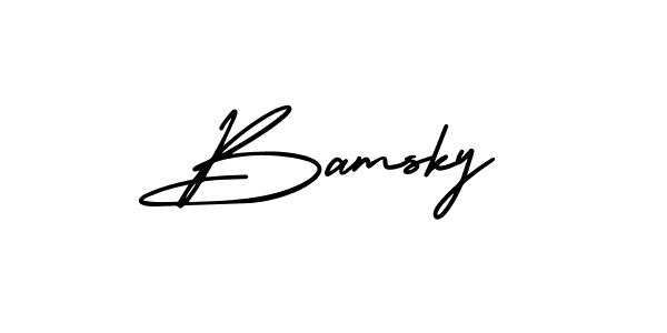 Use a signature maker to create a handwritten signature online. With this signature software, you can design (AmerikaSignatureDemo-Regular) your own signature for name Bamsky. Bamsky signature style 3 images and pictures png