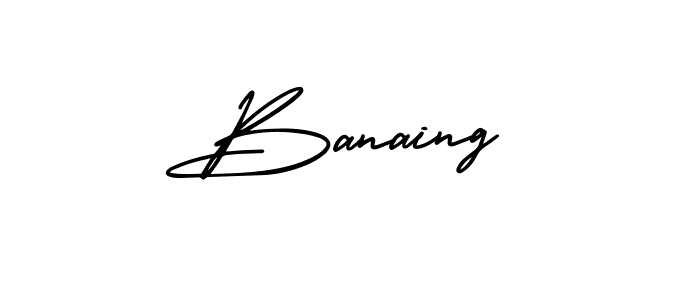 You should practise on your own different ways (AmerikaSignatureDemo-Regular) to write your name (Banaing) in signature. don't let someone else do it for you. Banaing signature style 3 images and pictures png