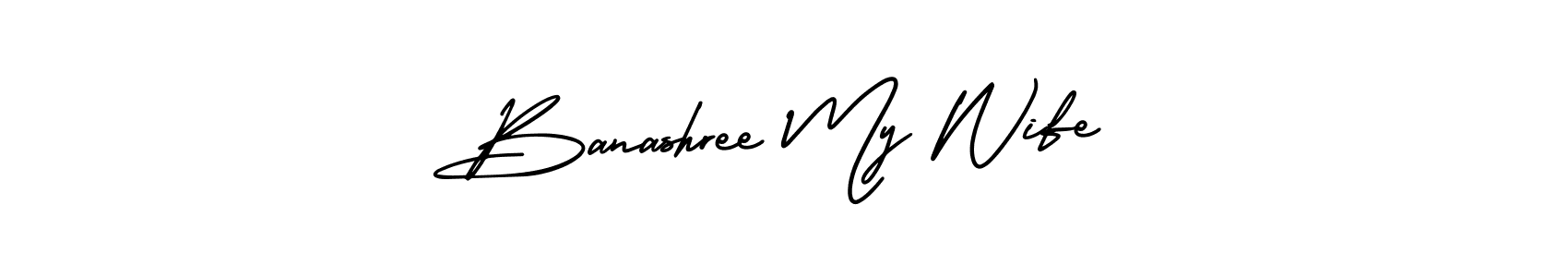 The best way (AmerikaSignatureDemo-Regular) to make a short signature is to pick only two or three words in your name. The name Banashree My Wife include a total of six letters. For converting this name. Banashree My Wife signature style 3 images and pictures png